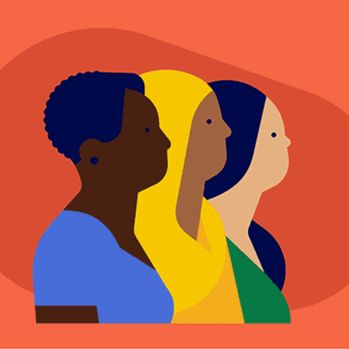 three people in profile