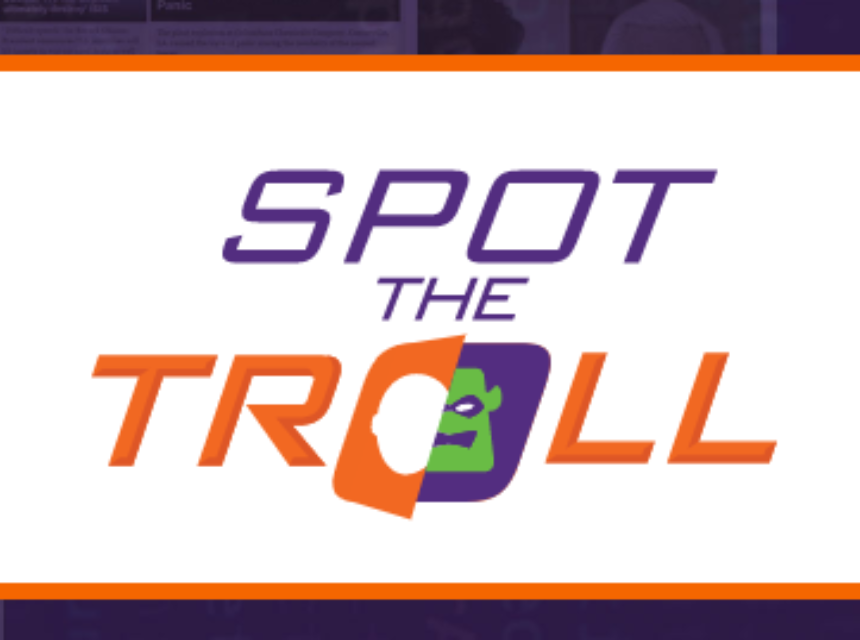 Spot the Troll logo with social media and troll monster