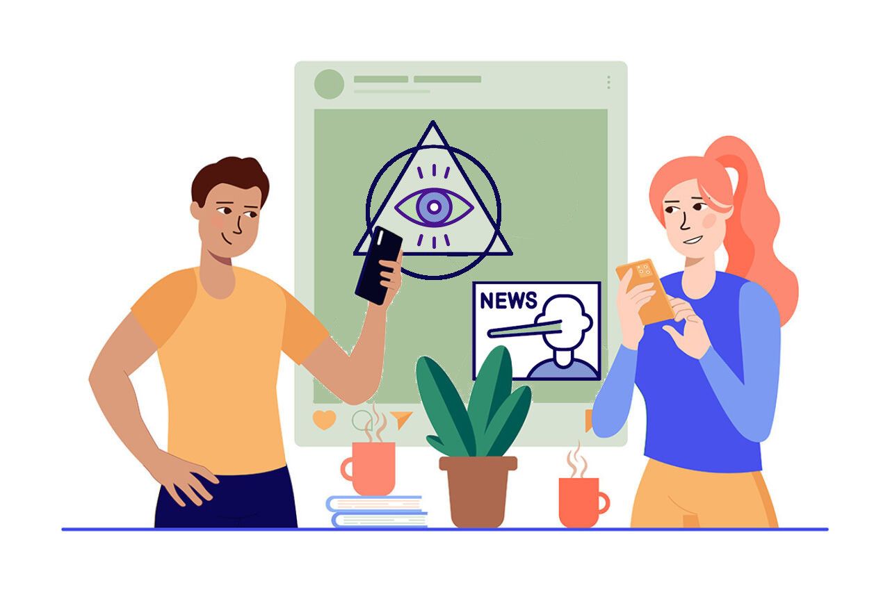 One person sending the other person a social media post that contains conspiracy theories.