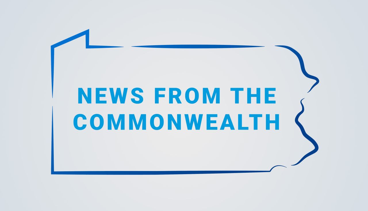 stylized outline of the state of Pennsylvania with words "News from the Commonwealth" inside.