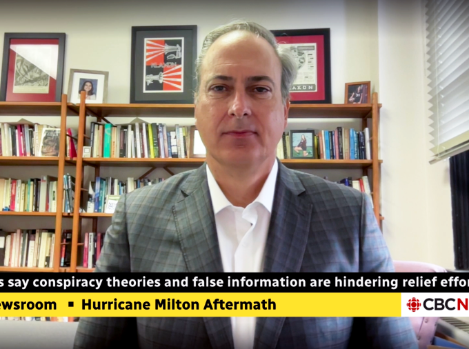 Matt Jordan interviewed by CBC News about Hurricane Milton misinformation.