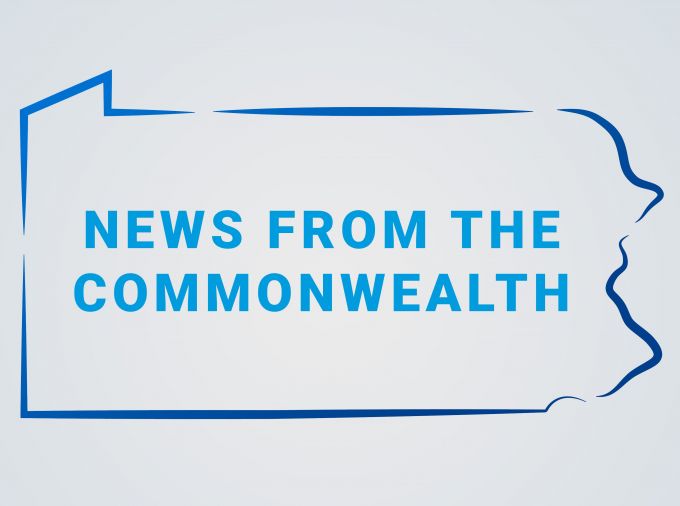 stylized outline of the state of Pennsylvania with words "News from the Commonwealth" inside.