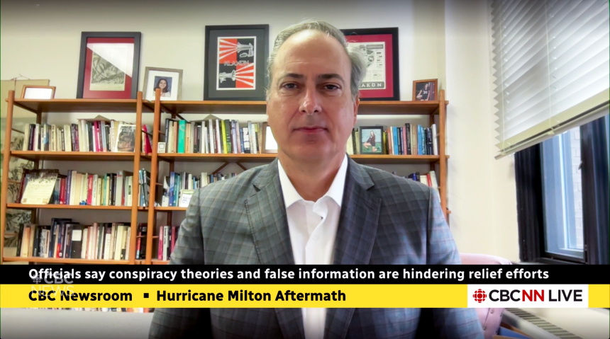 Matt Jordan interviewed by CBC News about Hurricane Milton misinformation.