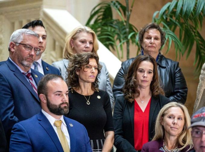 U.S. Rep. Scott Perry announces the state House leadership of the State Freedom Caucus Network, during a news conference at the state Capitol in Harrisburg. November 28, 2022